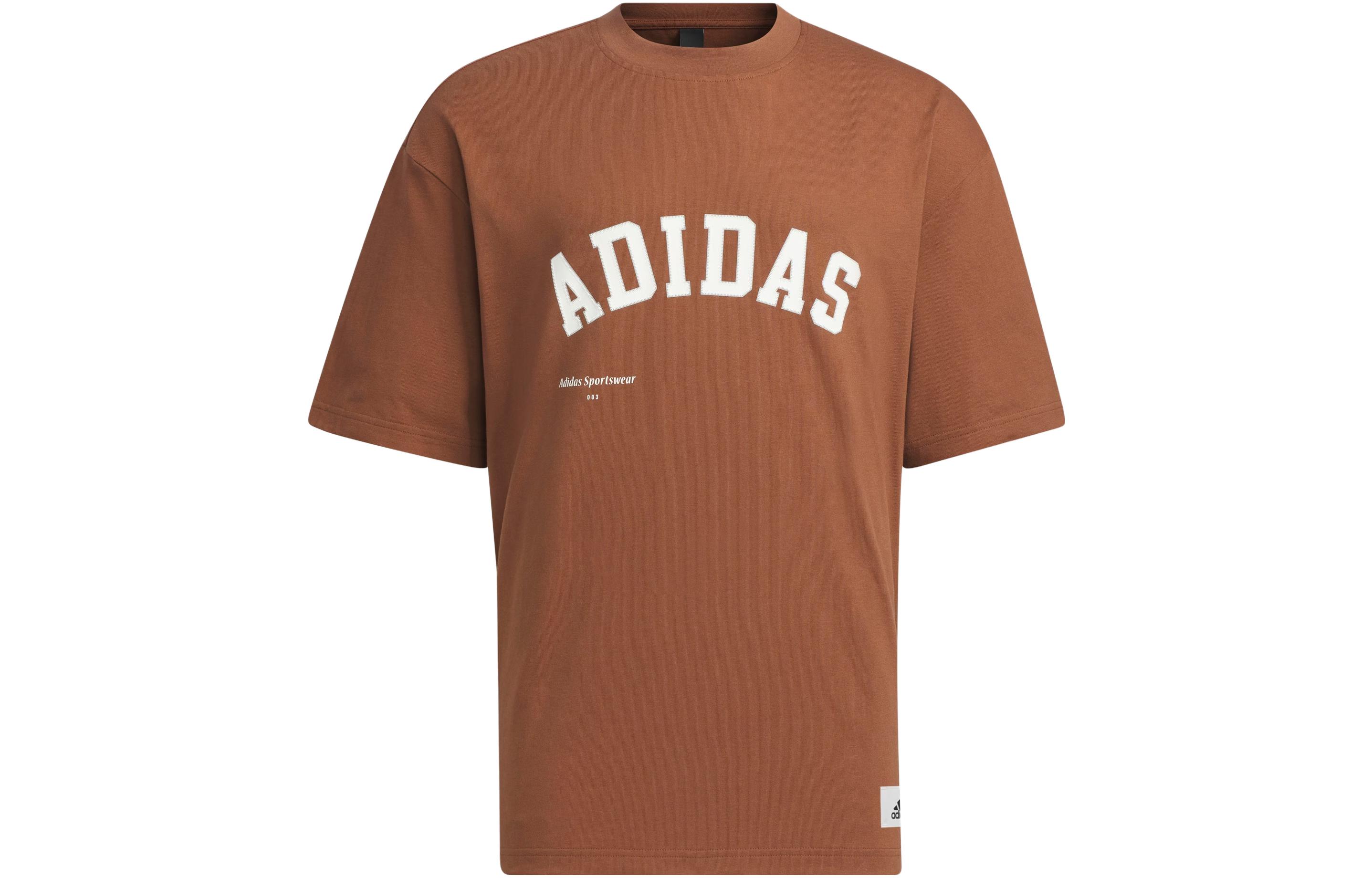 Adidas T Shirts Men s Brown Crew Neck Moderate Straight Fit IS4961 XL
