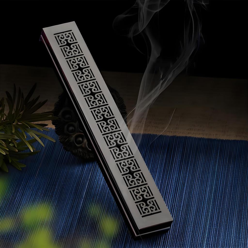 TUDOUZZZ Incense Holder, Spill-Proof, Openwork Design, Horizontal Stand, Ebony Wood, Stylish, Portable Buddhist Altar, Indoor Meditation, Dining