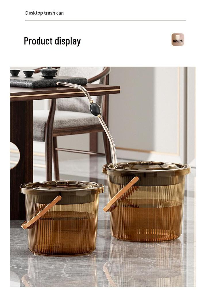 Tea Wastewater Bucket with Tea Leaf Filter and Wet/Dry Separation for Gongfu Tea Set Accessories