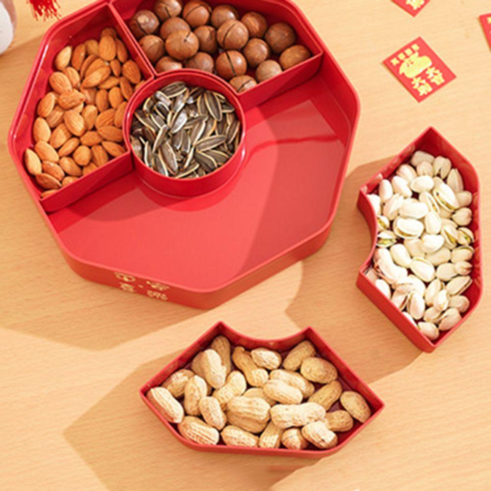 Multi-layered Spring Festival Nuts Tray Octagon Dried Fruits Plate  Living Room