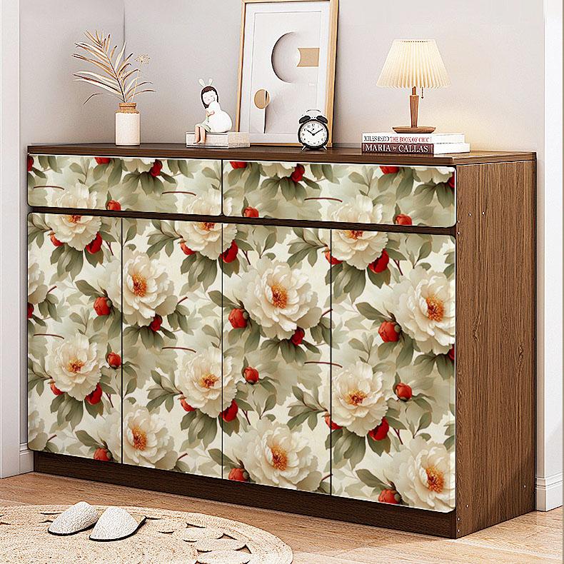 Vintage Blumen selbstklebende Tapete Aluminiumfolien-Rückseite Wasserdicht Abziehbar und Aufklebbar Wandaufkleber für Wohnzimmer Küche Badezimmer Heimdekoration
