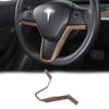 ABS Pear Wood Steering Wheel V-Shape Frame Trim Cover For Tesla Model 3 Y 17-21