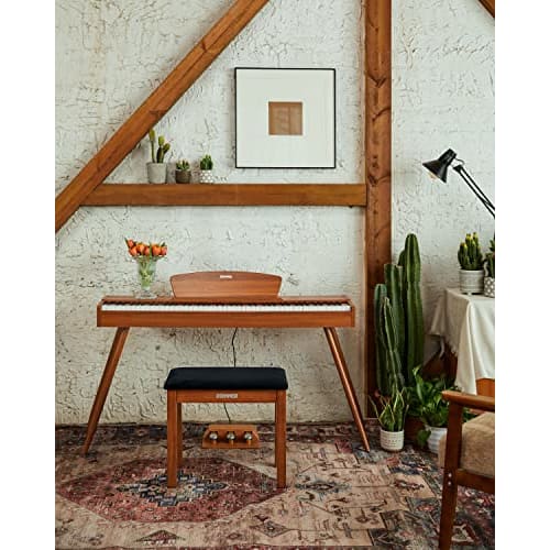 Donner Wooden Piano Stool with Sheet Music Storage, Keyboard Bench, Stable, Comfortable, Sturdy, Non-Slip, 140kg Weight Capacity, 52cm Wide X 34cm Dee