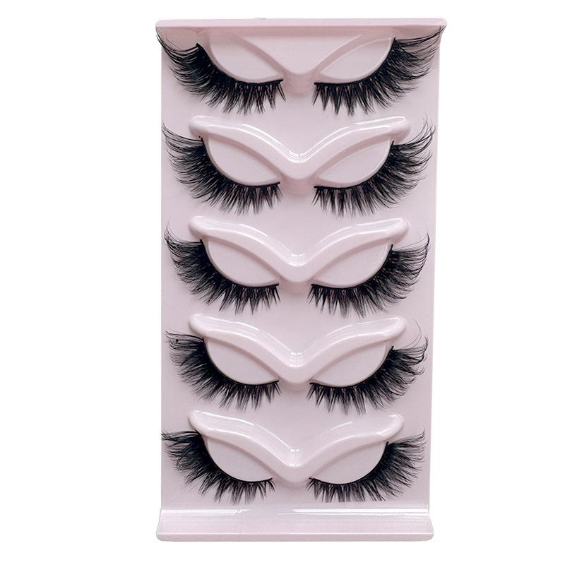 5 pairs of oblique flying fox eyes natural whole curled fox 3D fluffy eye tail lengthened European and American false eyelashes