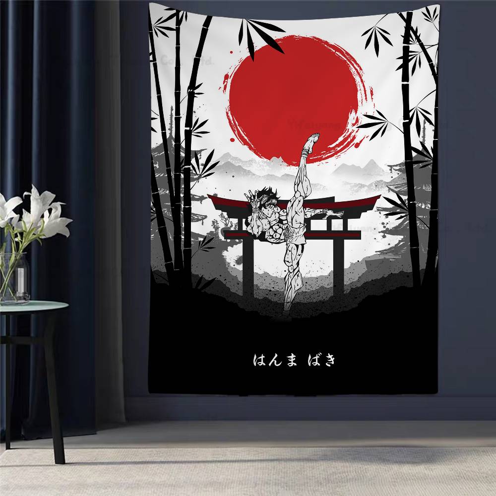 Anime Baki The GGrappler Colorful Tapestry Wall Hanging Hanging Tarot Hippie Wall Rugs Dorm Wall Art Decor