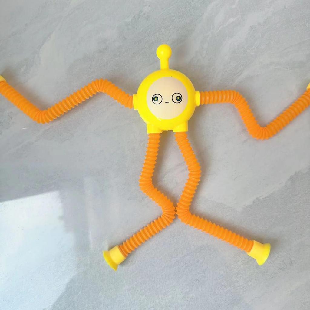 Creative Cartoon Giraffe Robot Egg Decompression Toy with Stretch Tube and Suction Cup, Featuring Ever-Changing Light-Up Hair.
