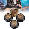 4 Stück Tonreglerknopf Transparent Glocke Lautstärke Musikinstrument Zubehör für Gitarre Bass Gold mit schwarzer Beschriftung
