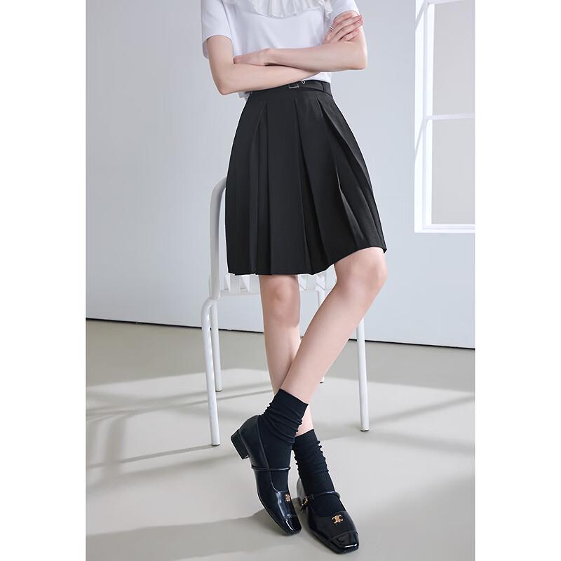 Betu Women's Belted A-line Pleated Skirt
