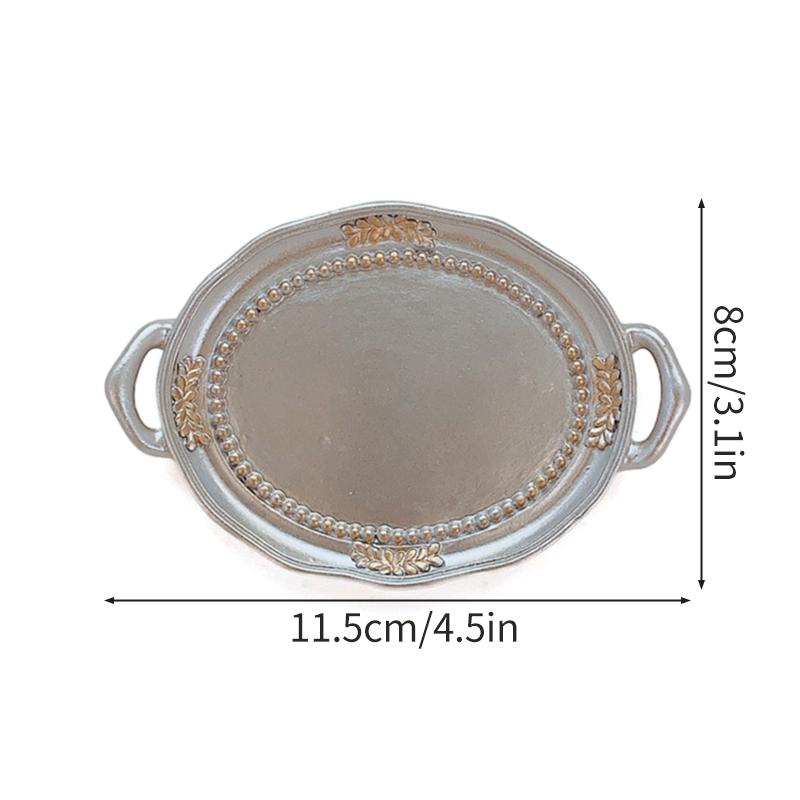 Classical Round Dessert Jewelry Necklace Earrings Storage Tray Resin Dish Plate Photo Props Room Aesthetic Decor Accessories