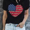 Independence Day Heart Flag Print T Shirt Short Sleeve Shirt Round Neck Short Slee Top Tee Shirt Streetwear