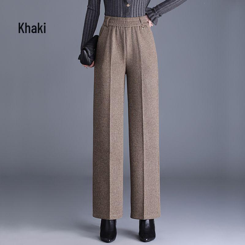 

Elastic High-Waist Loose-Fit Pants for Women - Perfect for Autumn and Winter, Straight-Leg Design for Middle-Aged and Elderly. XL for 95-110 jin