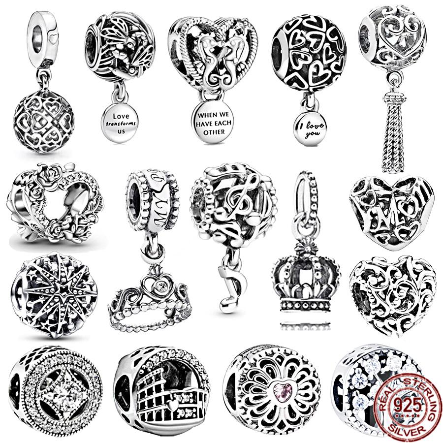 

Стерлингового Серебра 925 Ажурное Сердце Музыкальные Ноты и Цветы Розы Очаровательная Бусина Подходит Оригинальный Модный Браслет Ожерелье DIY Ювелирные Изделия Подарок