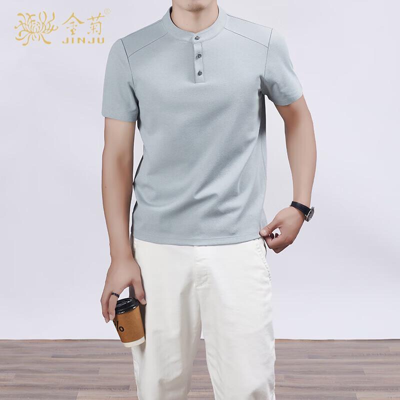 Men s Breathable Henley Collar Short Sleeve T-shirt 56/3XL