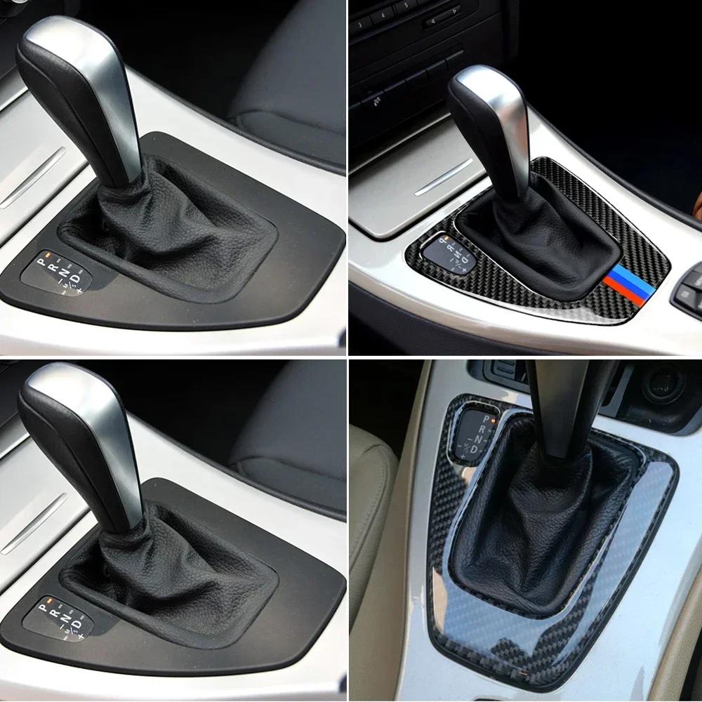 Car Gear Shift Panel Knob Cover Carbon Fiber Auto Box Interior Stickers For BMW E90 E92 E93 2005 2006 2007 2008 2009-2012year MD2