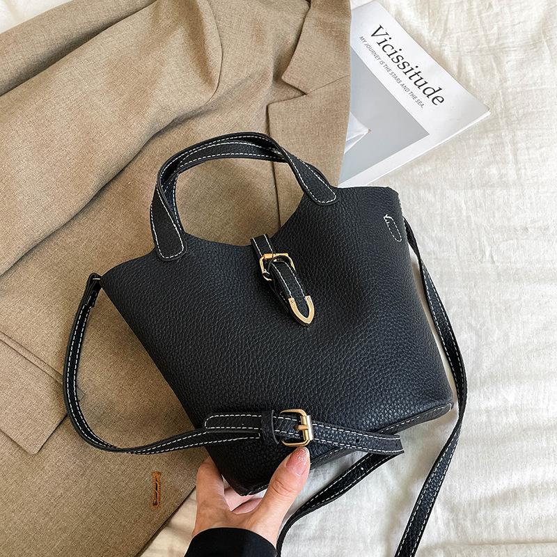 

Весна и лето новая мода портативная сумка-ведро простая атмосфера на плечо сумка-мессенджер повседневная универсальная для работы чёрный