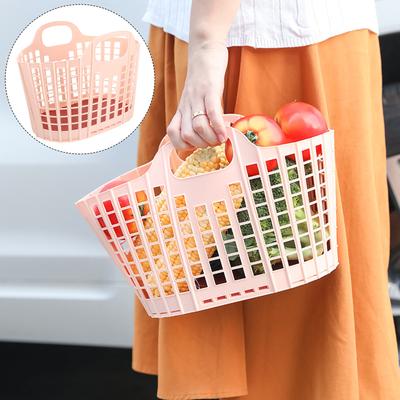 Handheld Plastic Basket For Fruits Vegetable Storage Foldable Kitchen Organizer Multi- Decor Desktop Snacks Holder