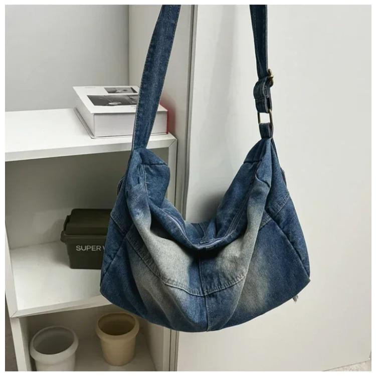 

Парные джинсовые сумки через плечо, большая вместимость, универсальная сумка через плечо, сумка на одно плечо, маятниковая мода, ретро, молодежная, стираная, универсальная, оксфорд
