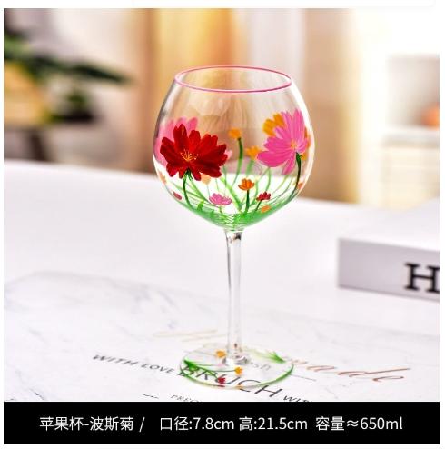 Hand-painted Champagne Wine Glasses Colored Tall Glass Cup Crystal Glass Red Wine Cup Home High-end Cocktail Beer Goblet Glasses