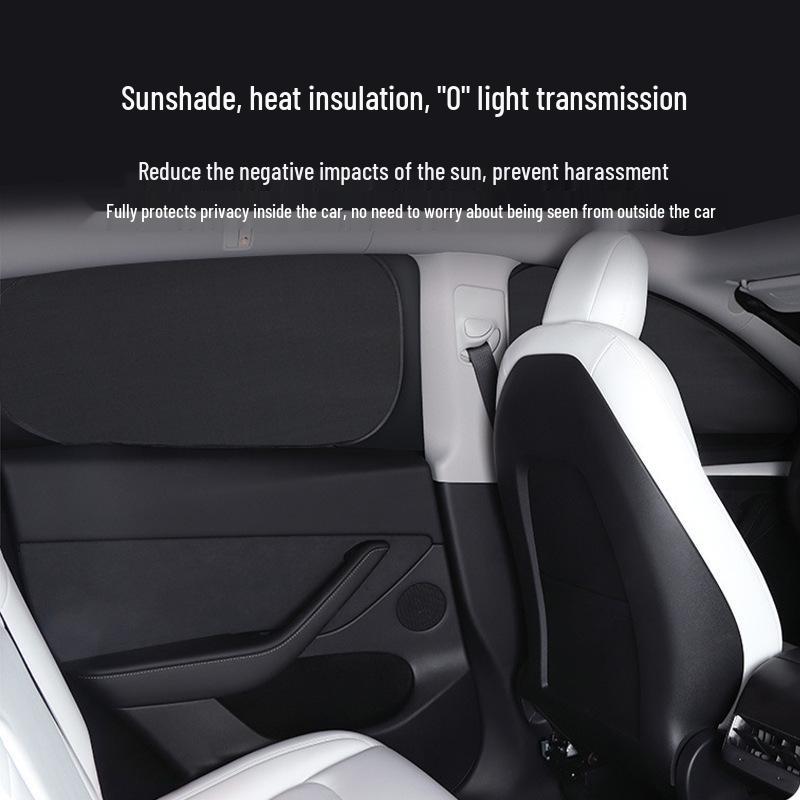 Tesla Model 3/Y/S Sun Visor: Opaque Sunshade for Front Windshield & Side Windows, Privacy Protection for Camping.