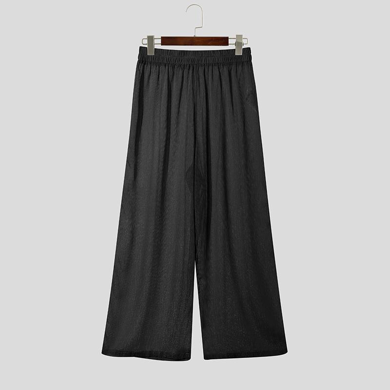 INCERUN Men's Sheer See-Through Casual Loose Beach Party Wide Leg Trousers Pants