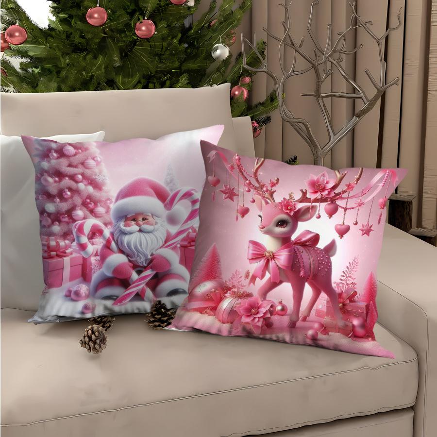 New Christmas Pillow Cover Polyester Christmas Tree Print Home Cushion Cover Living Room Sofa Cushion Cover