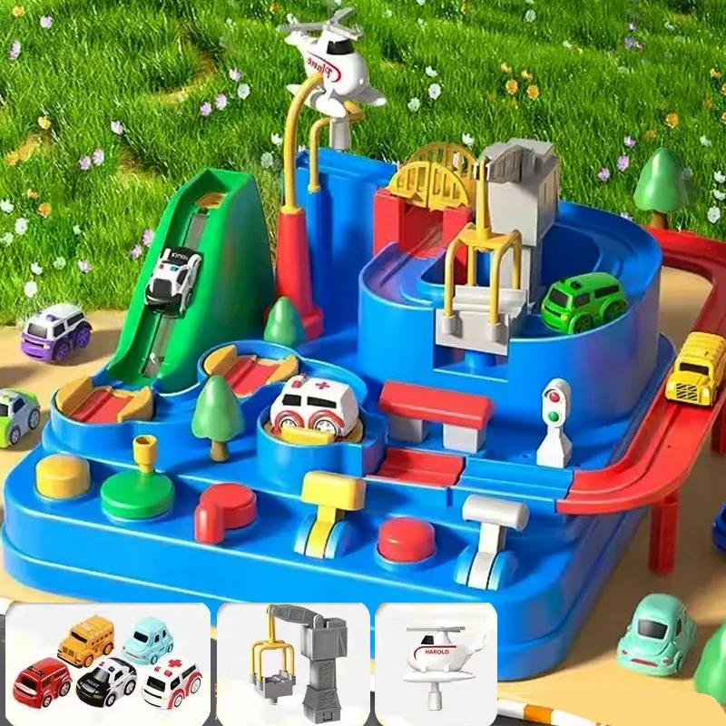 Non-Toxic Racing Rail Car Model Educational Toys Children Track Adventure Game Brain Mechanical Interactive Train Animals Space Rocket Toy