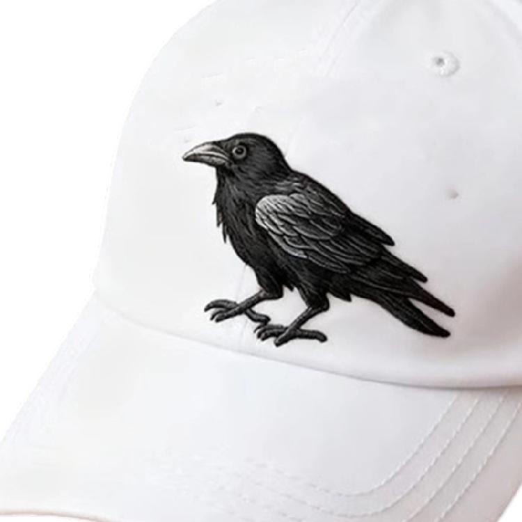 Crow Design Baseball Cap Gothic Adjustable Strap Baseball Hat for Music Festival and Theme Event Gathering Headwear