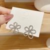Korean Fashion Statement Luxury Silver Color Zircon Flower Earrings Accessories for Women Party Cute Earring Aesthetic Jewelry