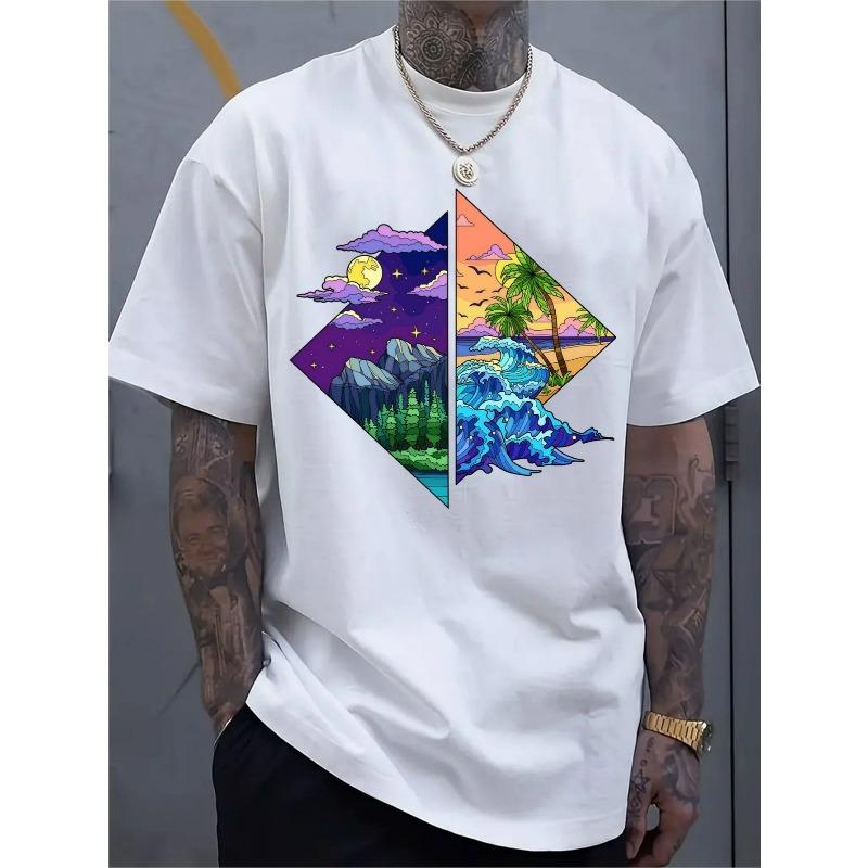 

European sizes Short-Sleeved Casual for sports Shirt for Men Featuring a Stylish 2D Print, Made from Stretchy And Comfortable Material 4XL білий