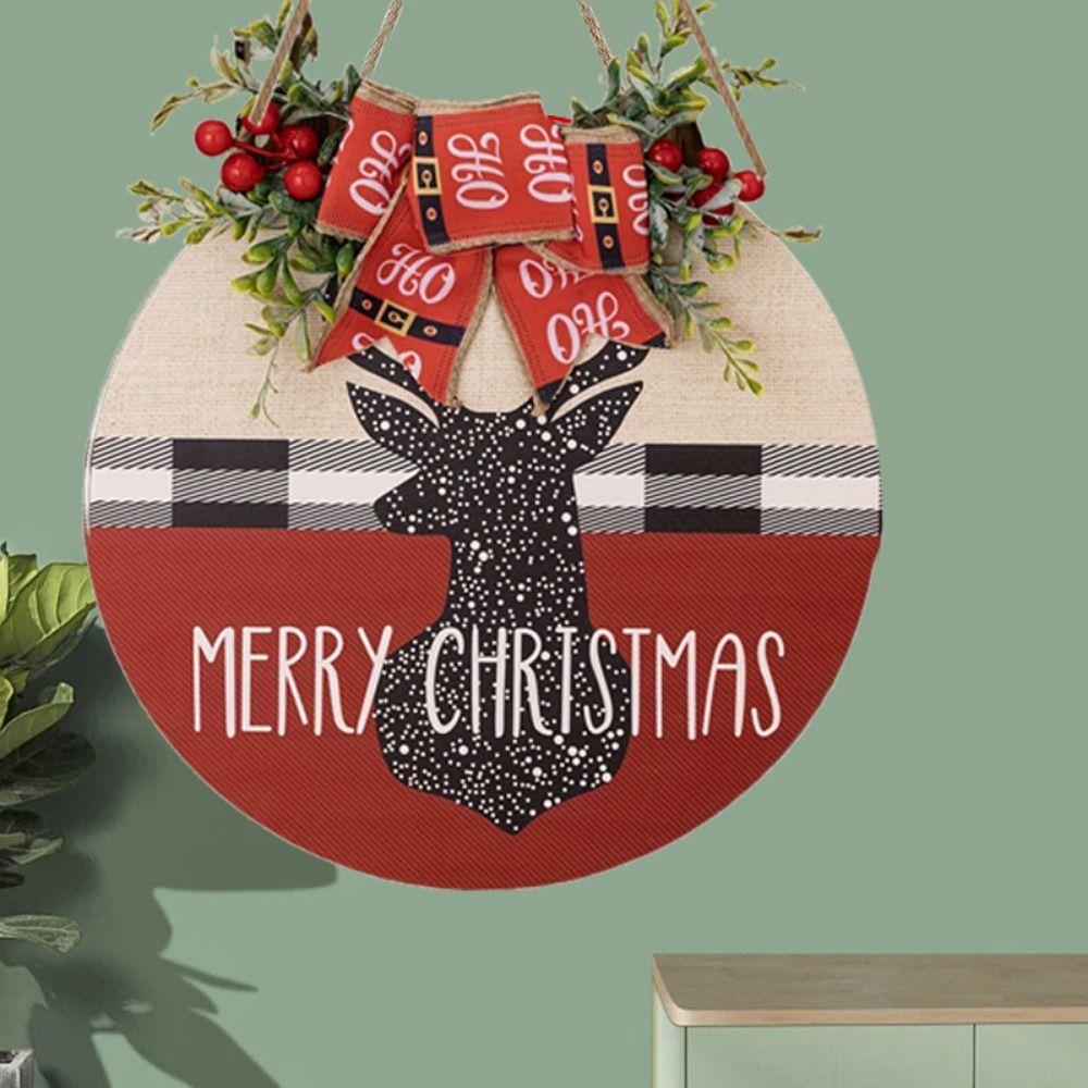 Wood Christmas Door Sign Deer Christmas Wreaths Signs Creative Front Door Pendant  New Year