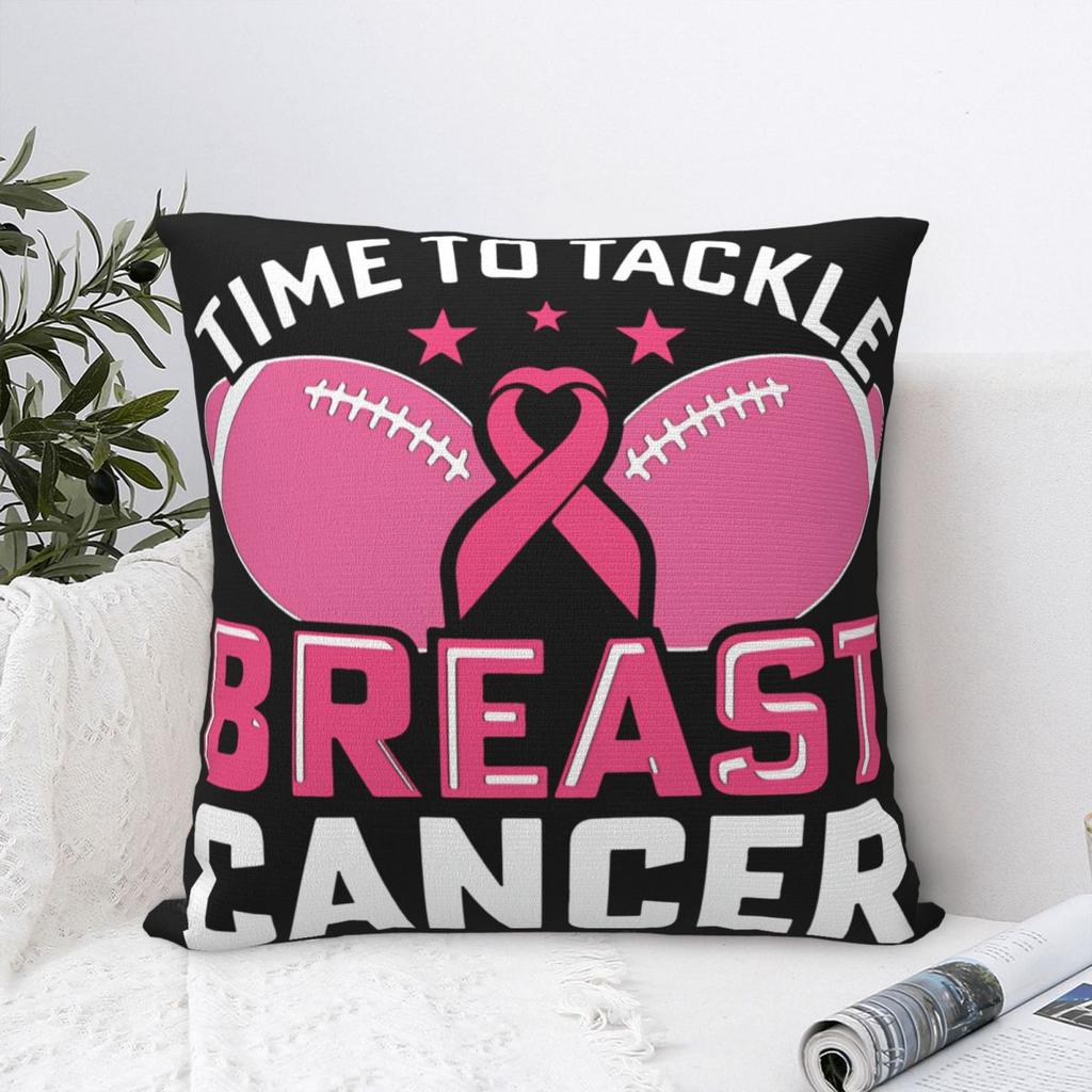Time To Tackle Football Breast Cancer Wear Pink Pillowcase Polyester Cushion Cover Decor Pillow Case Cover Home Square 4040cm