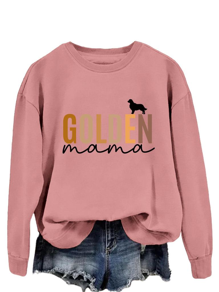 GOLDEN Mama European & American Women's Long-Sleeve T-shirt Pullover Sweatshirt for Spring & Autumn
