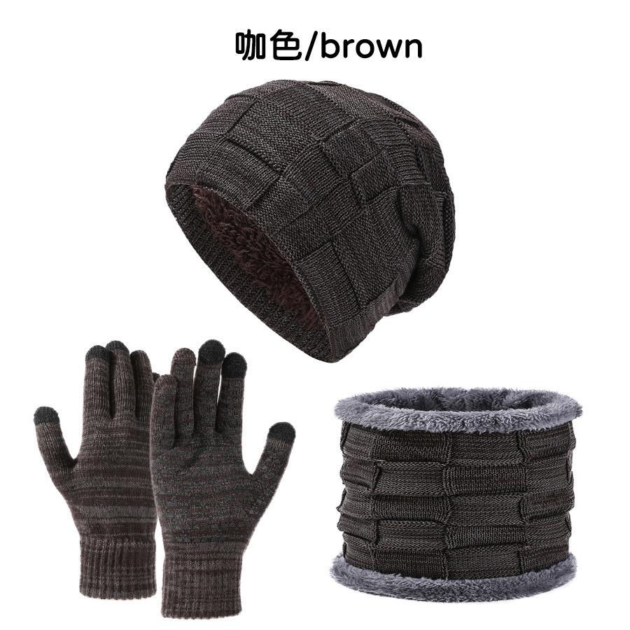 

Autumn and winter couple s velvet warm hat scarf mask gloves four-piece set кавовий