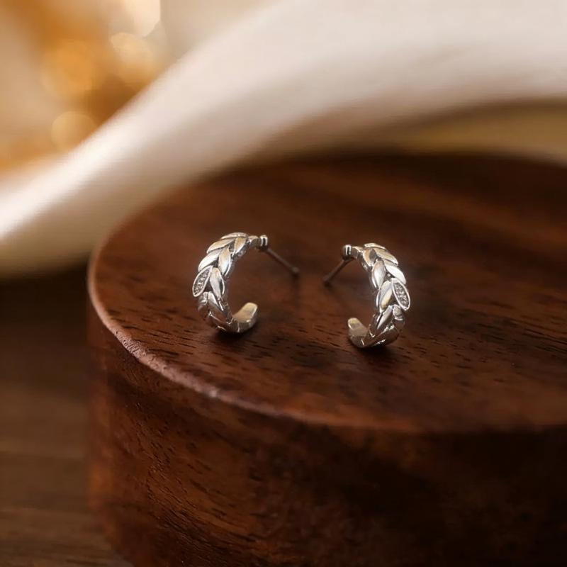 Серьги-гвоздики Beixi S999 из стерлингового серебра в виде листа - Стильные серьги-колоски, Высококлассный универсальный стиль.