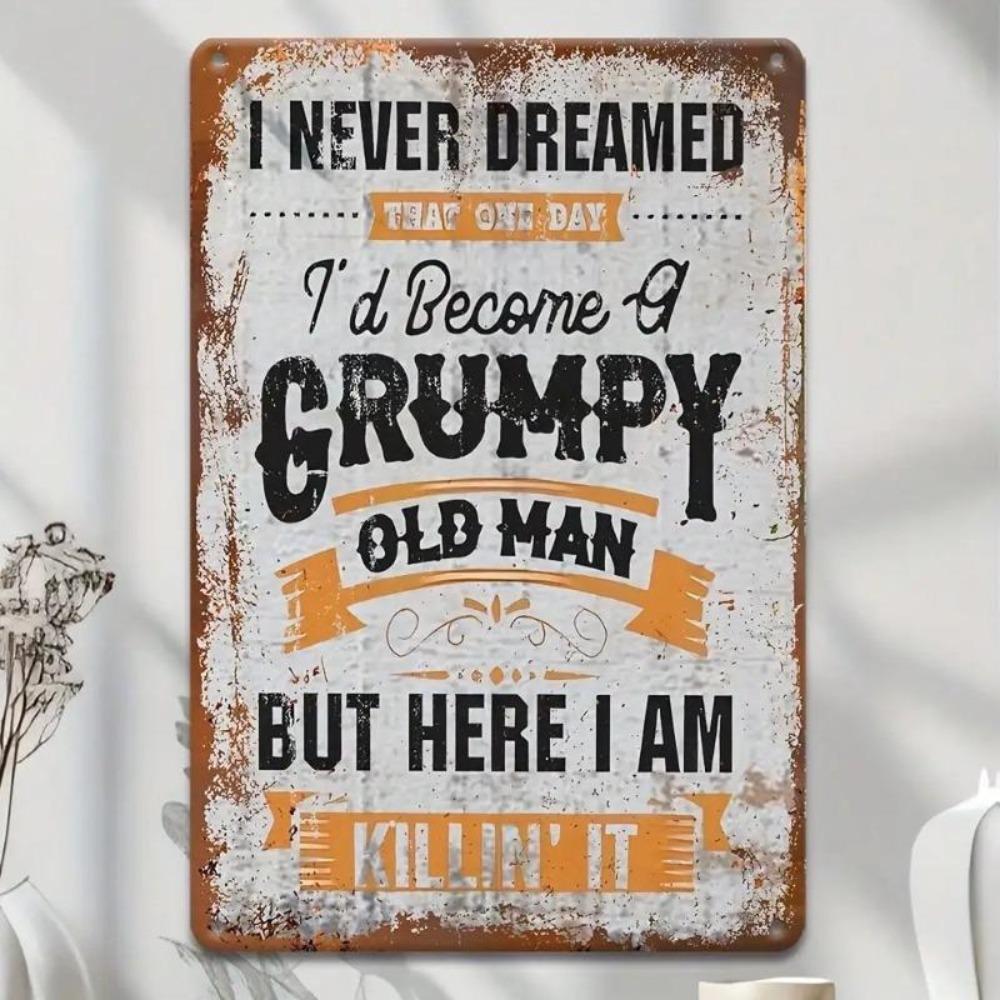 Funny Grumpy Man Vintage Metal Wall Art Decor Home Comedy Fan Gift