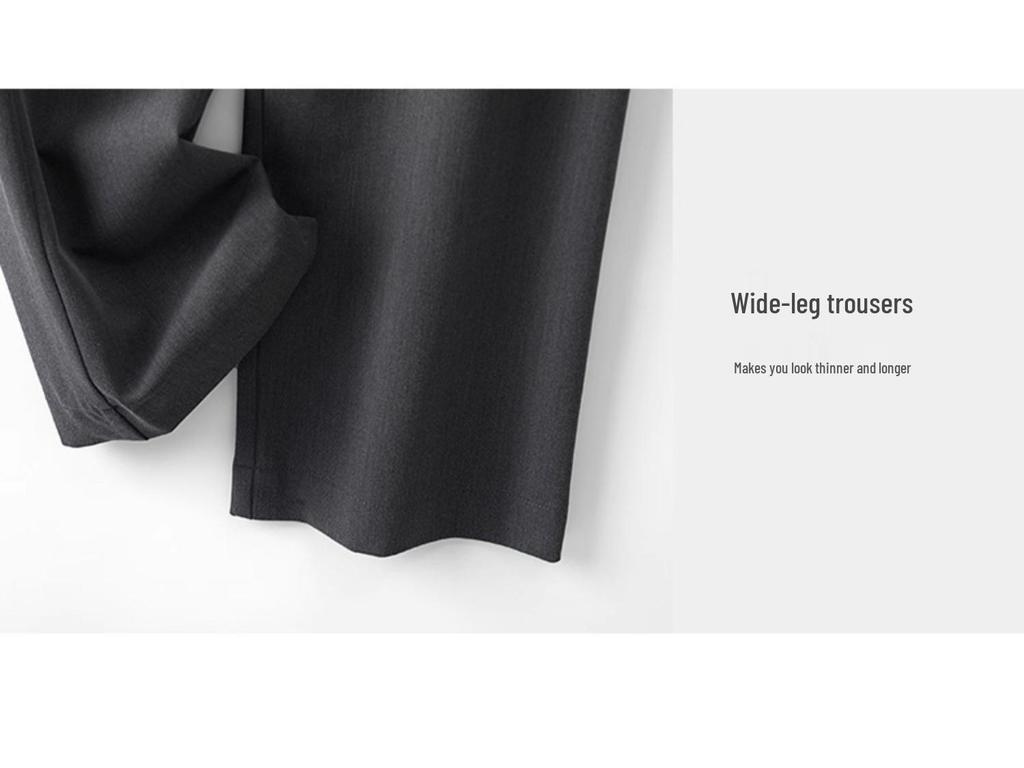 Dámské šedé kalhoty s širokými nohavicemi, s vysokým pasem, splývavé, délka až na zem, jaro a podzim 2025