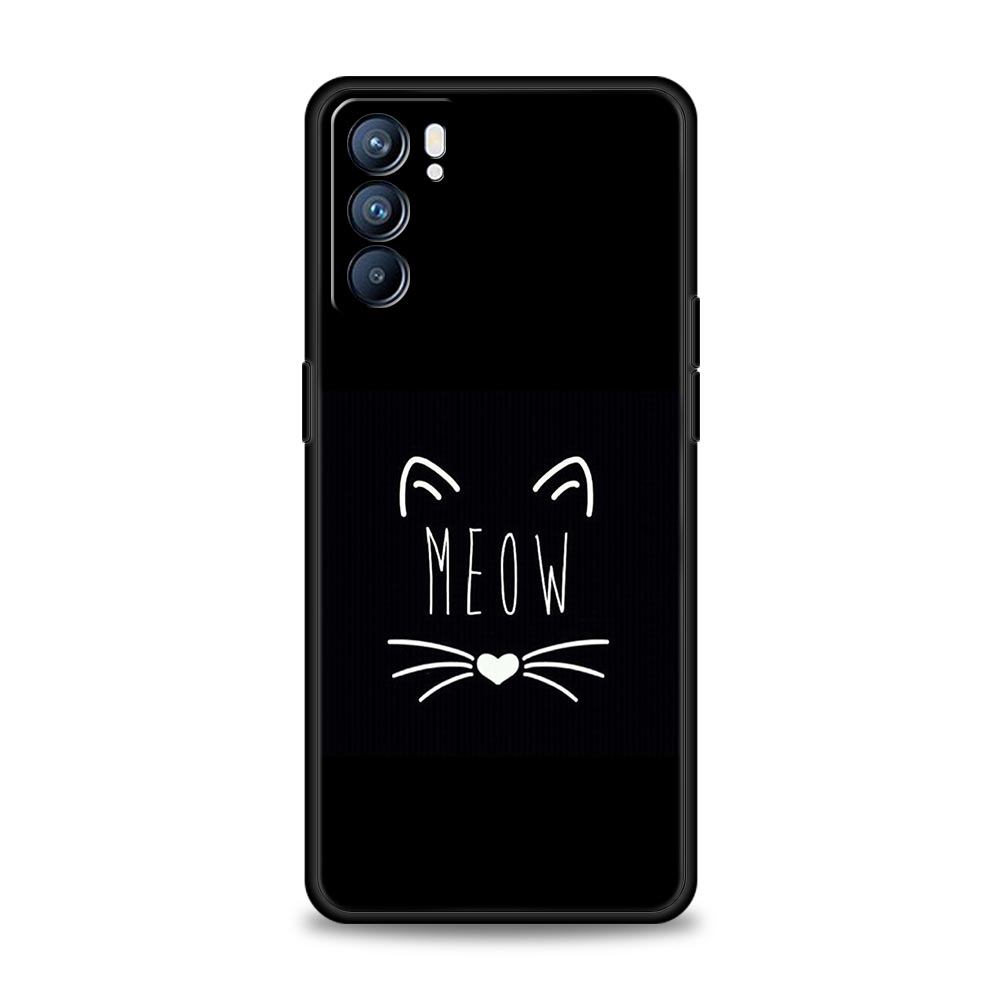 Lovely Cat Playing Fun Phone Case For Oppo A54 A53 A52 A15 A95 A16 A78 A79 A80 A98 4G Find X5 X6 Reno10 12 13 F Pro 5G Cover