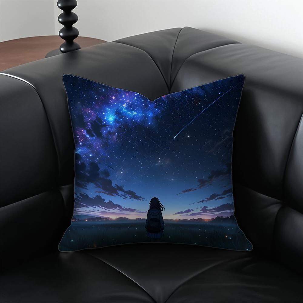 G-Galaxy Starry Sky Pillow Dreamy Decor Cushion Cushion Cover Pillow Case Anti-Dustmite Invisible Zipper Silky Plush Cushion
