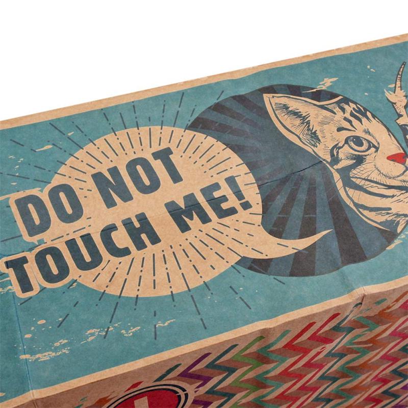 Katlanabilir Kağıt Kutusu Çift Yönlü Tünel Komik Baskı Kedi Evi Oyuncak