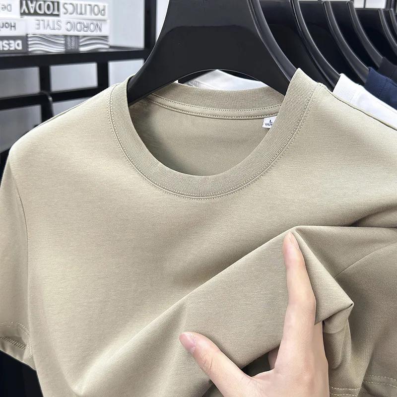 Pohodlné Měkké Lyocellové Tričko Letní Pánské Prodyšné Antibakteriální Jednobarevné Lehké Krátký Rukáv Kulatý Výstřih Spodní Tričko