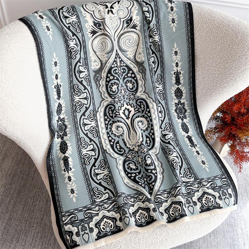 Luxury Brand Autumn Jacquard Cashmere Shawls for Women Wrap Warm Winter Pashmina Feel Scarves Print Design Lady Foulard Stoles