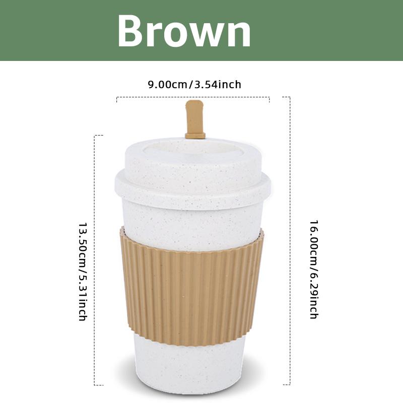 

Чашка для кофе и чая, пшеничная соломенная кружка для питья воды с силиконовой крышкой, переносная дорожная кофейная кружка для кемпинга на открытом воздухе коричневый