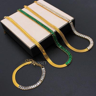 Zirkon Schlangenknochen Kette Halskette: Damen Hip-Hop Stil, Hochwertiger Goldbeschichteter Edelstahl, YS75.