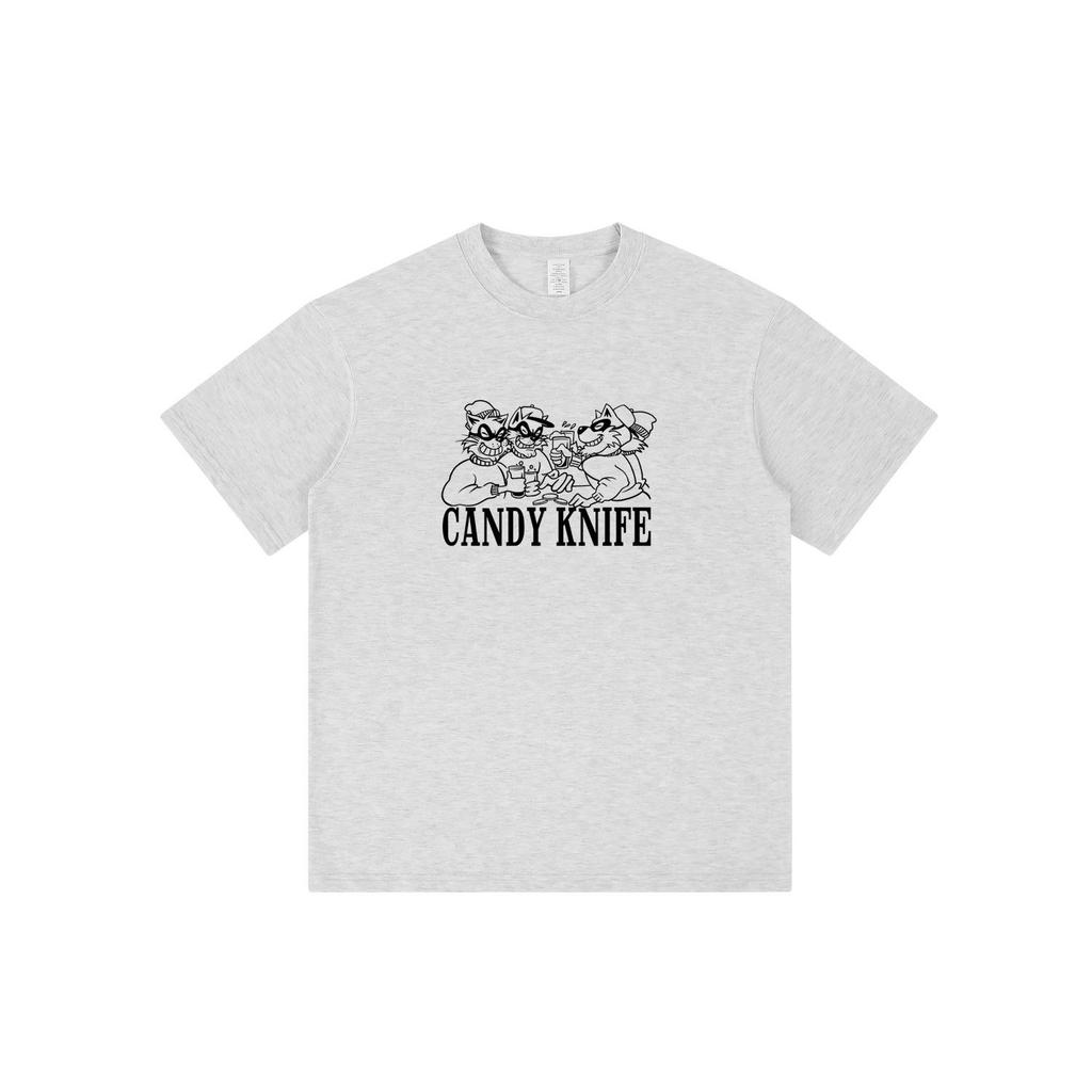 Vintage American Retro Puppy Beer Print Short Sleeve Pure Cotton T-shirt