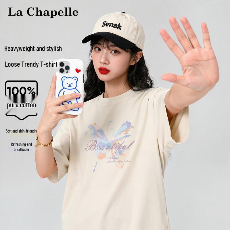

La Chapelle Women s Japanese Style Butterfly Print Cotton T-Shirt S
