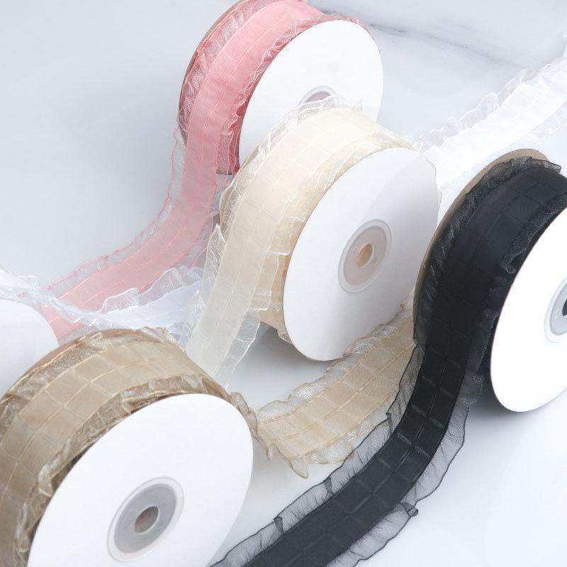 Elegant and Exquisite Lattice Polyester Chiffon Ruffled Skirt Ribbon Diy Bow Hair Braiding Decorative Gift Binding Ribbon Crafts Making Ribbons