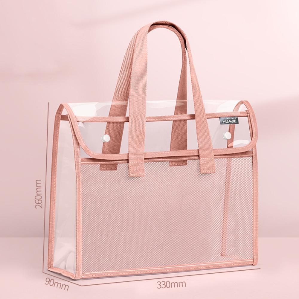 

Multifunctional Transparent File Bag Transparent Data Storage Bag School Office Supplies рожевий