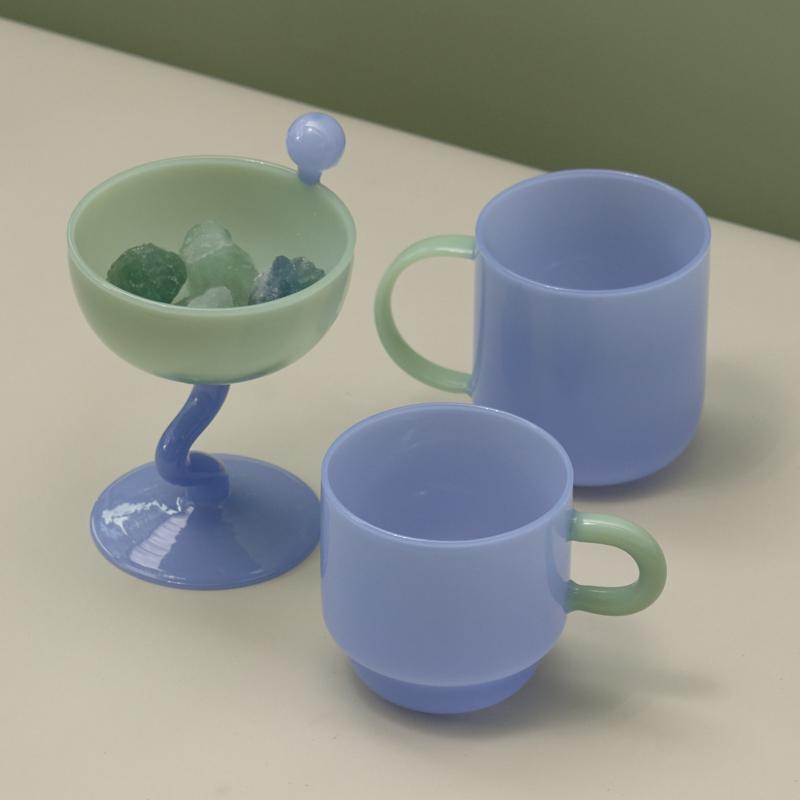 Nordisches Farbglas Weinglas Vintage Eis Dessert Müsli Schale Gläser Kelch Hoch Borosilikatglas Tasse Trinkgeschirr Barzubehör