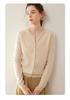Women's Round Neck Slimming Cashmere Cardigan - Autumn/Winter 2024 Collection, Solid Color Short Jacket