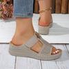 Fashion Vintage Slip On Soft Sole Wedge Heels Sandals Women Hollow Out Breathable Straps Slippers Women 2025 Casual Driving Beach Shoes
